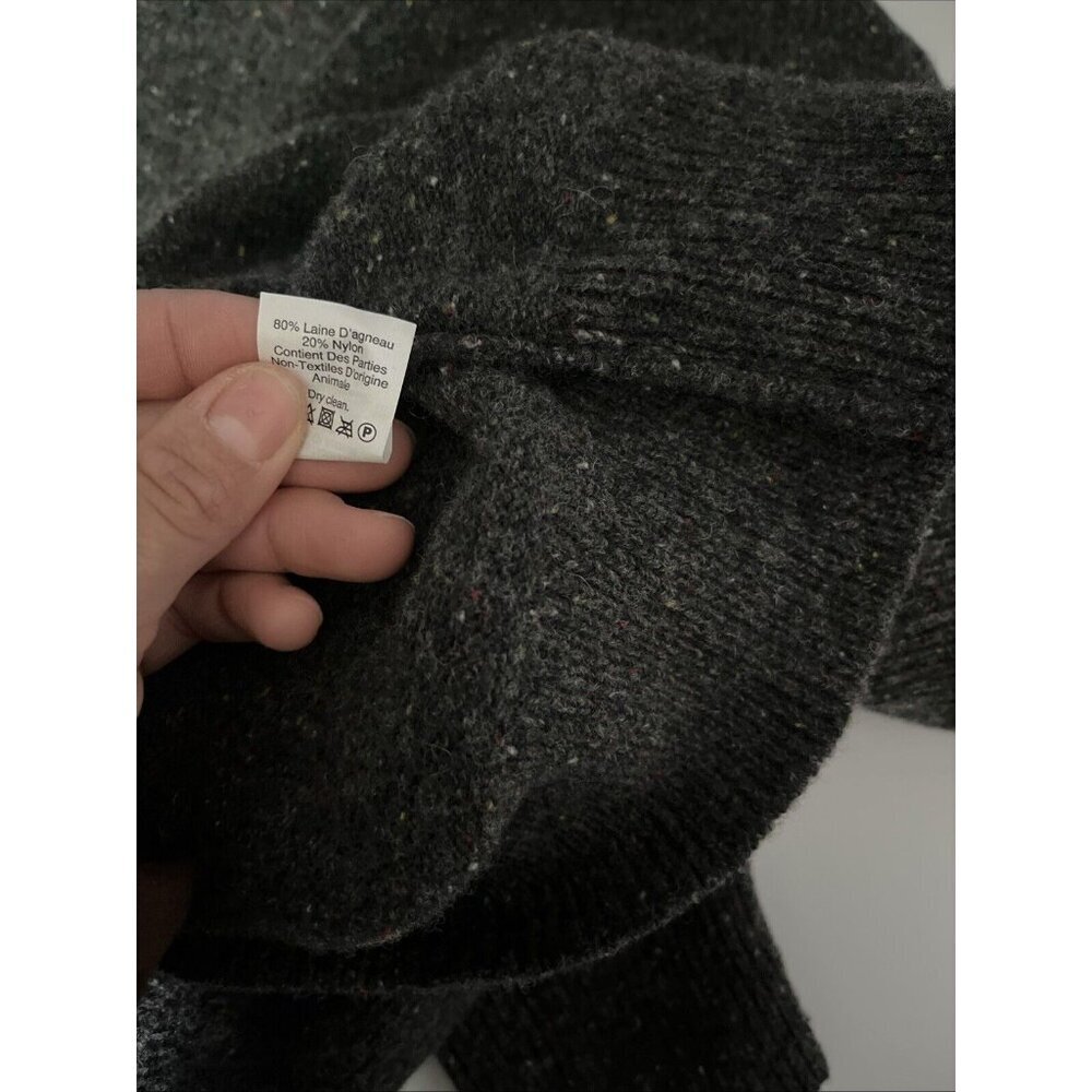 J. Crew Lambswool Donegal Quarter Zip Sweater Mens L Gray Raglan Knit Heritage - Picture 7 of 7